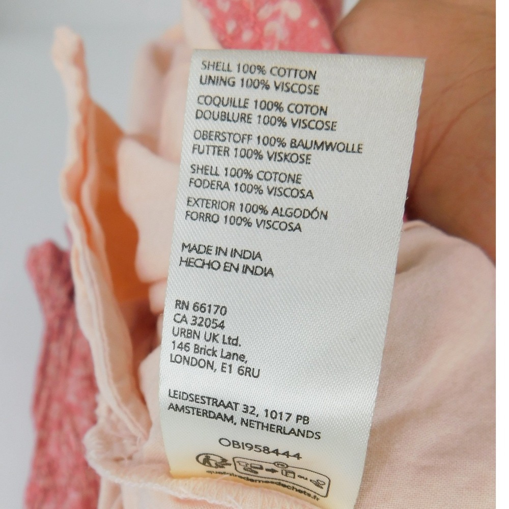 Pilcro Anthropologie Pink White Floral Puff Sleeve Babydoll Mini Dress‎ XL - Picture 7 of 7